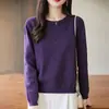 Suéter de Punto de Algodón Puro Nuevo Estilo Otoño e Invierno, Engrosado, Holgado, Estilo Coreano Casual, Diseño Sencillo de Ganchillo, Camiseta Básica para Mujer