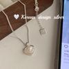 Colar de Prata Esterlina S925 Estilo Coreano Pequeno Fresco Coração Pérola Estéreo Corrente Simples Empilhada Clavícula Estilo Japonês para Mulheres