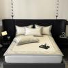 Set de Tres Piezas de Colchoneta de Seda de Hielo con Estampado Digital Clase A Verano Engrosado Antibacterial Lavable Lujo Ligero Sombrero de Cama Colchoneta para Aire Acondicionado