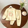 Pijama de primavera y otoño estilo coreano para niñas, ropa de casa para bebé, ropa para aire acondicionado de verano, conjunto de top de manga larga y pantalón largo, ropa cálida para niños