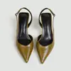 Sandalias Negras de Tira Cruzada Puntiagudas sin Talón con Pliegues, Tacón de Aguja con Hebilla, Estilo Temperamento para el Trabajo, al por Mayor, Europeas y Americanas