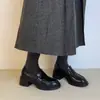 Mocasines de Piel Suave para Mujer Primavera/Otoño 2026 Tacón Grueso Zapatos de Una Sola Pieza Estilo Británico Suela Gruesa Slip-ons Uniforme JK Zapatos Pequeños de Piel