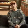 Estilo Hong Kong Par Ins Super Popular Tricô Masculino Outono e Inverno Estilo Coreano Tendência Solta Estilosa Jaqueta de Tricô com Veado Tendência