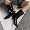 Diario Gris ~ Botines de Caña Media de Gama Alta, Simples y Elegantes, Femeninos de Punta Cuadrada con Alza Interior, Tipo Manga Franceses de Media Caña