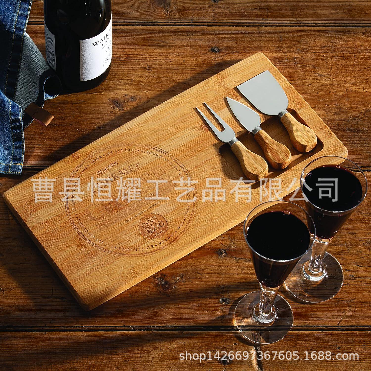 竹制芝士砧板 带刀叉套装聚餐派对奶酪板切菜板 竹木砧板BSC