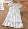Vestido de Tirantes Blanco Liso Teñido Tie-Dye Estilo Étnico para Niños Vestido de Tirantes para Niñas Venta al por Mayor