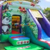 Castelo Inflável Panda com Escorregador Quiosque Interno Área de Brincadeiras Castelo Pula-Pula para Crianças Equipamento de Diversão Trampolim Inflável