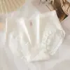Design Algodão Cintura Média Roupa Íntima Feminina Coração Tecido Jacquard Confortável Macio Renda Virilha Pura Branca Calcinha Feminina