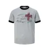 Camiseta de Manga Corta con Estampado de Cruz Estilo Streetwear Americano para Hombre Ins Marca de Tendencia Europea y Americana Camiseta Casual Holgada de Cuello Redondo en Color de Contraste