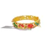 Tienda de oro con nuevo brazalete de color esmalte chino para mujer, brazalete con hebilla de estilo retro de corte, joyería hueca de seda