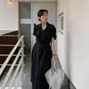 Estilo Chic Coreano 2026 Verano Nuevo Versión Coreana Sencillo Vestido Camisa de Botones Únicos Falda de Longitud Media
