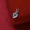 Pingente de flor estilo étnico em prata pura S925, tag de folha em formato de coração, pulseira DIY feita à mão, acessórios para brincos de cordão trançado, prata