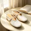 Mules estilo francés de piel plisada tipo Mary Jane para mujer, zapatos planos sin tacón con tira tejida poco profunda