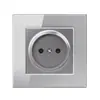 Enchufe de pared con interruptor de anillo chapado en gris de vidrio estándar europeo estilo alemán francés tipo C europeo carga USB serie completa