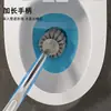 Cepillo para inodoro de mango largo, cepillo de limpieza de baño multifuncional, sin esquinas muertas, uso doméstico, no requiere taladro, montado en la pared con base, cepillo para inodoro