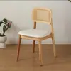Cadeira de Jantar Doméstica B&B Restaurante Nórdico Madeira Maciça Cadeira de Rattan Simples Sala de Estar de Lazer Cadeira com Encosto Cadeira de Rattan Moderna