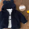 Jaqueta Infantil Personalizada Outono/Inverno Novidades Unissex para Crianças Gola Alta Jaqueta de Tricô Peluda Roupa Infantil Cor Sólida Zíper Camisa Tendência