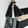 Jaqueta suéter de manga longa listrada com capuz estilo coreano para mulheres, nova coleção outono/inverno, design solto e relaxado, cardigã de tricô