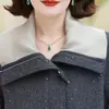 Chaqueta de Solapa para Mujer de Primavera y Otoño Ropa para Madres Jóvenes Cárdigan de Otoño e Invierno Talla Grande Conjunto de Dos Piezas Ropa Exterior Elegante Top