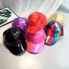 Hip hop Hip Hop Hip Hop gorra hombres escenario calle gorra de béisbol Mujeres espejo brillante cuero visera color invertido protección solar Gorra para las Cuatro Estaciones