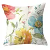 Cojín de Flores para Plantas Transfronterizo Funda de Cojín Pequeña Fresca Sencilla Moda Flor Hoja Acuarela Felpa Funda para Cojín de Coche