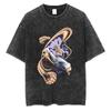 Hip Hop Streetwear Japonês Masculino Camiseta Lavada One Piece Ani