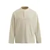 SANHOMME Tendência Retrô Americano Outono Camisa Base Top Moletom Masculino Gola Henley Jaqueta Solta 7069