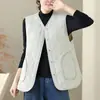 Chal de Algodón Delgado Acolchado con Botones a Presión, Bolsillo Lateral, Versátil, Casual, Nuevo para Otoño Invierno 2026, Mujer