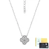 Collar de Plata de Ley S925 Trébol de Cuatro Hojas Moda Versátil Europea y Americana Cadena para Clavícula Redonda Moissanita Fabricante de Joyería Al por Mayor