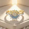 Anel minimalista personalizado de sol e lua europeu e americano transfronteiriço para mulheres, conjunto de colar e pulseira de casal sol e lua