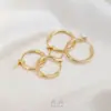 Pendientes Franceses de Oro Real de 14K que Conservan el Color Pendientes de Círculo Sencillos Accesorios para Pendientes Hechos a Mano con Materiales Europeos y Americanos