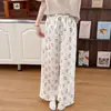 Algodão Nuvem Doce Vestível Calças de Pijama de Desenho Animado Roupa de Casa Solta Fina Estampada Fofa Estilo Coreano Calças de Caminhada Toque de Algodão