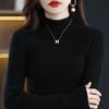 Suéter de lana 100% para mujer, cuello alto, otoño e invierno, primera línea, real, ajustado, manga larga, jersey de punto rojo básico.
