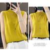 Chaleco de punto para mujer, primavera y verano 2024, cuello alto medio, sin mangas, interior, exterior, camiseta con tirantes