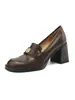 Versión de Piel de Oveja Mocasines Camelia para Mujer Estilo Británico Retro JK Zapatos Pequeños de Cuero 2026 Nuevos Zapatos de Tacón Grueso de Tacón Alto