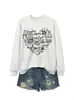 Amazon eBay sitio independiente de moda y único casual versátil para mujer estampado de corazón otoño e invierno cuello redondo manga larga sudadera