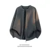 Comercio Electrónico Transfronterizo Lujo Ligero Estilo Perezoso Color Sólido Cárdigan de Punto Suéter para Hombre Cremallera Holgado Otoño Nuevo Chaqueta para Hombre