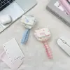64251 Neceser pequeño acolchado de lunares rosas con correa de muñeca de cuadros para estudiantes, mini bolsa de almacenamiento para lápiz labial, llaves y auriculares