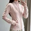 Jaqueta moletom de fleece feminina 2026 primavera e outono nova jaqueta de fleece quente slim-fit com forro interno espesso
