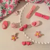 Presilha de Cabelo Rosa Dopamina para Mulheres 2024 Novo Estilo Presilha para Franja Lateral Grampo de Cabelo Presilha Bico de Pato Doce Acessório de Cabelo