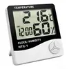 Htc-1 Medidor de Temperatura y Humedad con Pantalla Digital Grande para Uso en Interiores y Exteriores, Termómetro y Higrómetro Despertador Electrónico para el Hogar, Medidor Electrónico de Temperatura y Humedad