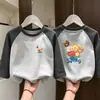 Camiseta Térmica de Forro Polar para Niñas 2026 Otoño/Invierno Nuevo Estilo Estilo Coreano Parche de Dibujos Animados Manga Larga para Niños Medianos y Grandes Top para Niñas