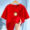 2293 # Camiseta Manga Curta Feminina 2025 Novo Desenho Animado Algodão Puro Gola Redonda Manga Meia Manga Infantil Camiseta Básica de Verão Top Tendência