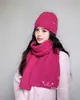 Cachecol Chapéu de Lã 100% Puro da Austrália para Mulheres Inverno Novo Estilo Versátil Espessado Quente Conjunto Casal Versão Coreana