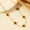 Amazon Transfronterizo Versión Alta Trébol de Cinco Hojas 18K Doble Cara Lucky Acero Inoxidable Collar Lujo Ligero Exquisito Nácar Al por Mayor