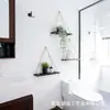 Estante de Almacenamiento de Colgante de Una Sola Línea Retro de Madera Cuerda de Cáñamo de Una Sola Capa Colgante de Pared Maceta Plantas Verdes Adornos Decorativos Estante de Almacenamiento