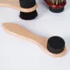 Cepillo de esponja de madera de haya para pulir zapatos de cuero, cepillo negro para betún de zapatos, juego de herramientas para pulir y encerar zapatos