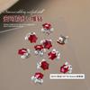 Decoraciones Brillantes para Uñas de Bola de Diamante, Corazón Torcido Rojo Ancola Perla Cristal Decoración DIY para Uñas Venta al por Mayor