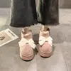 Botas de invierno cálidas, afelpadas, estilo coreano, adornadas con lazo, de suela gruesa, para niños, adecuadas para usar al aire libre en clima nevado, botines, colección 2026, versión engrosada para mujer