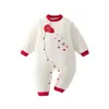 Macacão Vermelho de Ano Novo para Bebê, Roupas de Inverno para Bebês de Um Mês e 100 Dias, Macacão Acolchoado para Bebê